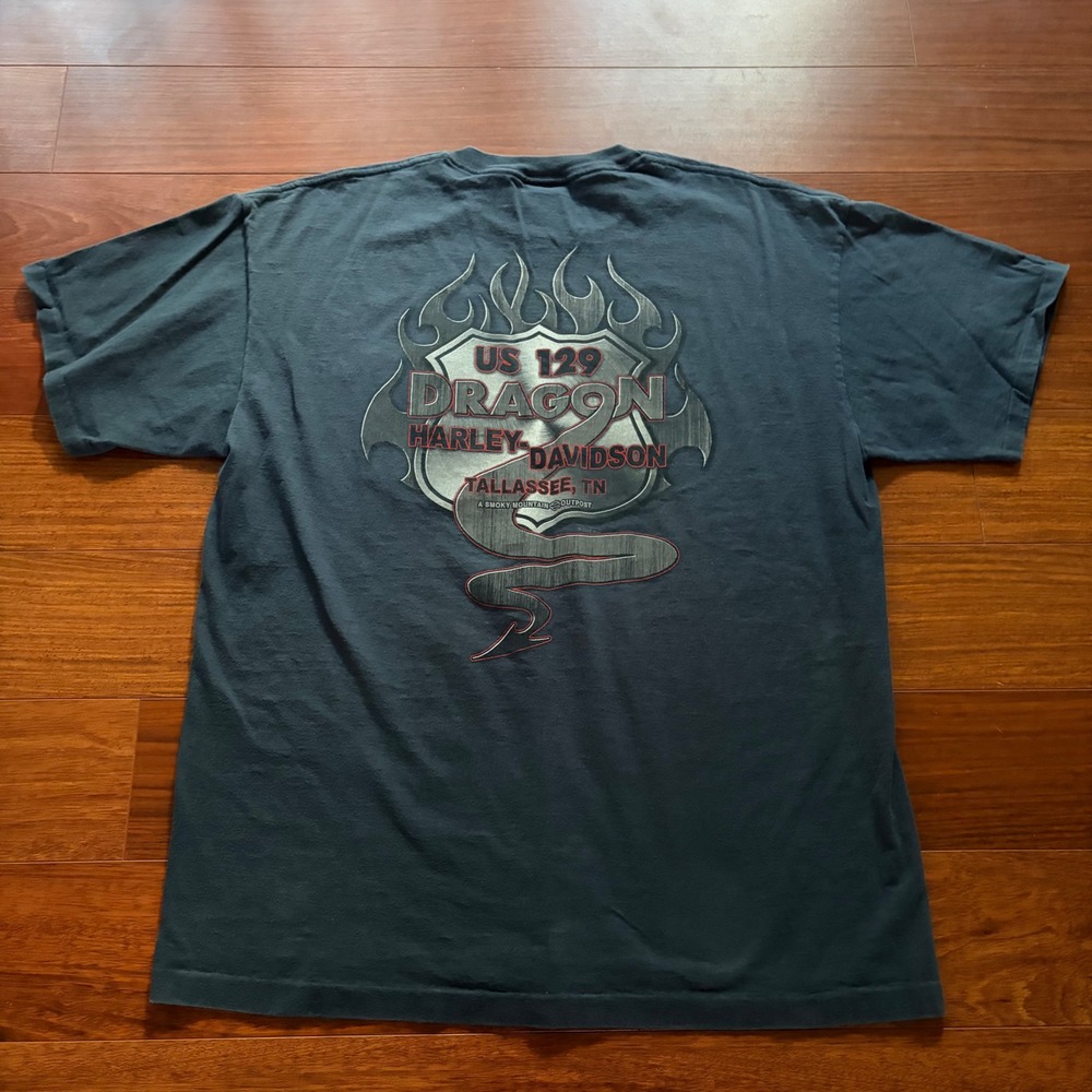 Harley Davidson Mens Shirt XL Black USA Dragon Tallassee TN Pocket T-Shirt